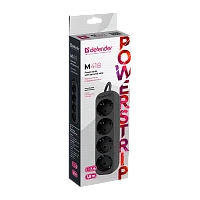 Удлинитель Defender M418 4р.С/З 10A 1.8м черный (1/45)