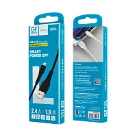 Кабель GFPower 15L USB (m)-Lightning (m) 1м 2.4A TPE черный (1/200/800)