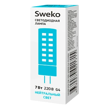 Лампа светодиодная Sweko JCD G4 7W 4000К 230V "Кукуруза" (1/10/100)