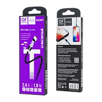 Кабель GFPower MAG09T USB (m)-Type-C (m) 1м 2.4A нейлон магнит черный (1/200/800)