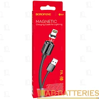 Кабель Borofone BX57 USB (m)-Lightning (m) 1м 2.4A силикон магнит черный (1/360)