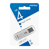 Флеш-накопитель Smartbuy V-Cut 4GB USB2.0 пластик серебряный