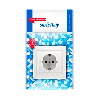 Розетка Smartbuy 1-местная с заземлением 16А белая "Венера" (1/10)