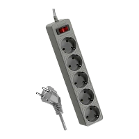Сетевой фильтр Космос 5р.С/З 10A 3.0м ПВС 3x0.75мм² серый (1/20)