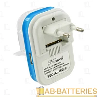 Сетевое З/У Navitoch 1USB "лягушка" дисплей белый синий