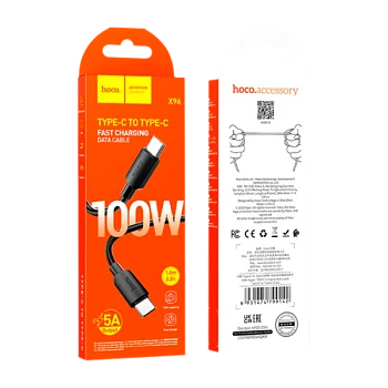 Кабель HOCO X96 Type-C (m)-Type-C (m) 1м 3.0A 100W ПВХ черный (1/31/310)