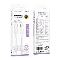 Кабель Borofone BX117 Type-C (m)-Type-C (m) 1м 3.0A 60W белый (1/360)
