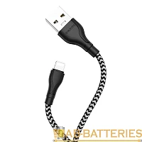 Кабель Borofone BX39 USB (m)-Lightning (m) 1м 2.4A нейлон черный белый (1/360)