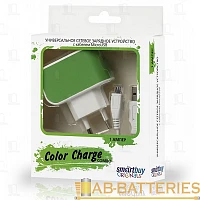 Сетевое З/У Smartbuy Color Charge Combo 1USB 2.0A с кабелем microUSB зеленый (1/100) 