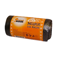 Мешки для мусора Рыжий кот 60л 5мкм ПНД 50шт. черный (1/30)