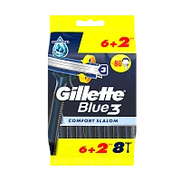 Бритва одноразовая Gillette "BLUE3 COMFORT Slalom" 3 лезвия ENG 6+2шт. (1/6)