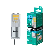 Лампа светодиодная Camelion JC G4 5W 4500К 12V прозрачная (1/5/500)