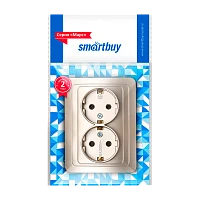 Розетка Smartbuy "Марс" 2гн. 16A С/З пластик шампань