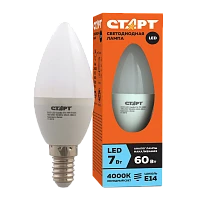 Лампа светодиодная Старт B35 E14 7W 4000К 220V свеча Eco матовая (1/10/100)