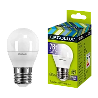 Лампа светодиодная Ergolux G45 E27 7W 3000К 172-265V шар (1/10/100)