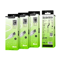 Кабель Borofone BX14 USB (m)-microUSB (m) 1м 2.0A ПВХ белый (1/360)