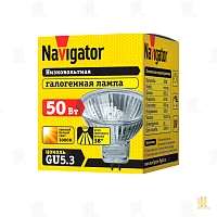 Лампа галогенная Navigator JCDR GU5.3 50W 3000К 230V софит прозрачная (1/10/200)