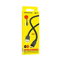 Кабель Borofone BX81 USB (m)-microUSB (f) 1м 2.4A ПВХ черный (1/360)