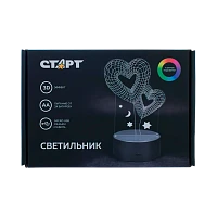 Светильник настольный Старт "3D Сердце" 2W 220V на основании сенс. черный