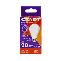 Лампа светодиодная Старт GLS E27 20W 2700К 220V груша ПРОМО матовая (1/10/100)