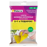 Салфетка Paterra СВЕРХПРОЧНЫЕ 30х38см 6шт. вискоза для кухни и уборки (1/40)