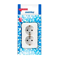 Розетка Smartbuy "Юпитер" 2гн. 16A С/З керамика белый