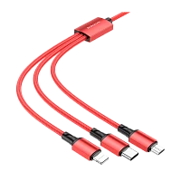 Кабель Borofone BX72 USB (m)-Lightning/Type-C/microUSB (m) 1м 2.0A нейлон красный (1/360)