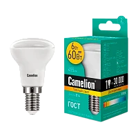 Лампа светодиодная Camelion R50 E14 6W 3000К 170-265V рефлектор матовая (1/10/100)
