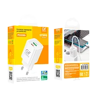 Сетевое З/У GFPower S73PQ 1USB+1Type-C 20W PD,QC белый (1/30/180)