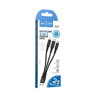Кабель HOCO X47 USB (m)-Lightning/Type-C/microUSB (m) 0.25м 2.4A нейлон черный (1/31/310)