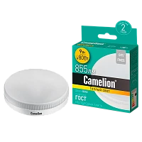 Лампа светодиодная Camelion GX53 9W 3000К 220V таблетка матовая (1/5/100)