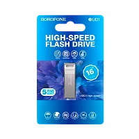 Флеш-накопитель Borofone Nimble BUD1 16GB USB2.0 металл серебряный (1/40/320)