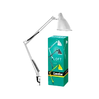 Светильник настольный Camelion KD-335 40W 230V E27 струбцина белый (1/12)