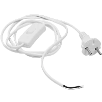 Сетевой кабель Volsten SR-LRBK ШВВП2х0,75 с универ. вилкой,1300Вт, 6А , выкл., б/з, 1.5 м белый