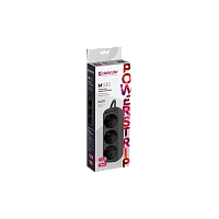 Удлинитель Defender M330 3р.С/З 10A 3.0м черный (1/30)