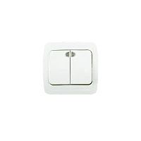 Выключатель Прогресс Slim 2-клав.10A ABS + Керамика с индикатором белый (1/10/200)