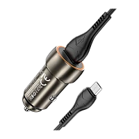 Автомобильное З/У HOCO Z46 USB 3.0A с кабелем Type-C серый