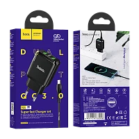 Сетевое З/У HOCO N6 2USB 3.0A QC3.0 с кабелем Type-C черный (1/12/120)