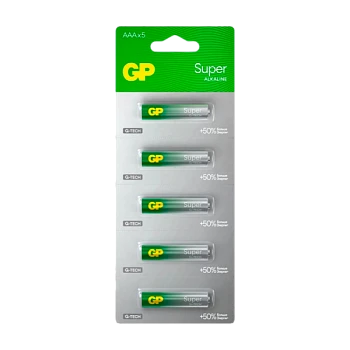 Батарейка GP Super G-Tech LR03 AAA BL5 Alkaline 1.5V отрывные (5/60/600)