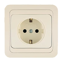 Розетка Makel Mimoza 1гн. 16A С/З кремовый 25028 (1/12)