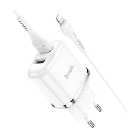 Сетевое З/У HOCO N4 2USB 2.4A с кабелем Lightning белый (1/12/120)