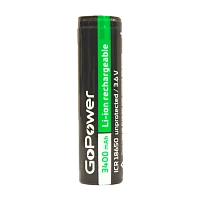 Аккумулятор Li-ion GoPower NCR18650 (Pan. NCR18650B) PC1 3.6V 3400mAh б/з плос.конт. (1/96/192)