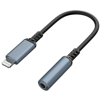 Переходник Defender JACK03-02 PRO Lightning (m)-Jack 3.5mm (f) металлик (1/50/400) 