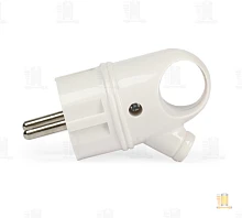 Вилка электрическая Smartbuy С/З 16A IP20 прямая с кольцом белый (1/40)