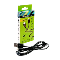 Кабель Ergolux ELX-CDC03-C02 USB (m)-Lightning (m) 1.2м 3.0A силикон черный в коробке (1/10/240)