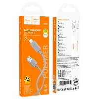 Кабель HOCO X107 USB (m)-Lightning (m) 1м 2.4A ПВХ серый (1/31/310)