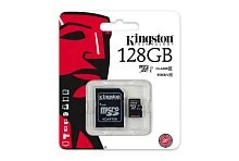 Карта памяти microSD Kingston 128GB Class10 UHS-I (U1) 45 МБ/сек с адаптером