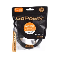 Кабель GoPower DisplayPort (m)-DisplayPort (m) 1.8м ПВХ ver.1.4 черный Premium Zip-Lock c подвесом