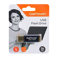 Флеш-накопитель GoPower HIT 16GB USB2.0 металл черный