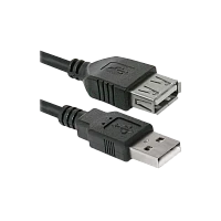 Кабель Defender USB02-06 USB (m)-USB (f) 1.8м силикон ver.1.4 черный (1/25/250)